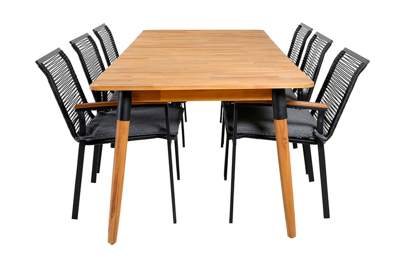 Julian Matgrupp 210cm + 6 Dallas Matstolar Svart/natur, Svart/Natur