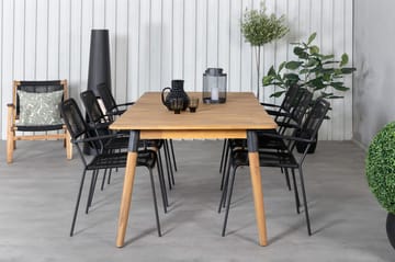 Julian Matgrupp 210cm + 6 Lindos Karmstolar Svart/natur - Svart/Natur - Utemöbler & utemiljö - Utegrupp - Matgrupp utomhus