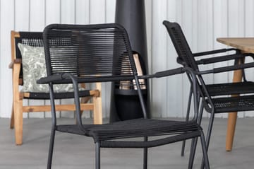 Julian Matgrupp 210cm + 6 Lindos Karmstolar Svart/natur - Svart/Natur - Utemöbler & utemiljö - Utegrupp - Matgrupp utomhus