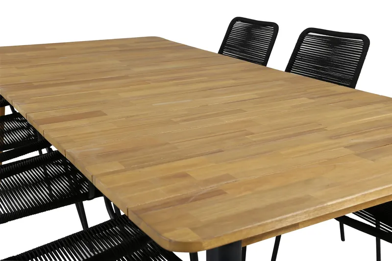 Julian Matgrupp 210cm + 6 Lindos Karmstolar Svart/natur - Svart/Natur - Utemöbler & utemiljö - Utegrupp - Matgrupp utomhus