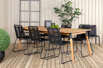 Julian Matgrupp 210cm + 6 Lindos Stapelbara Matstolar Brun/V - Brun/Vit - Utemöbler & utemiljö - Utegrupp - Matgrupp utomhus