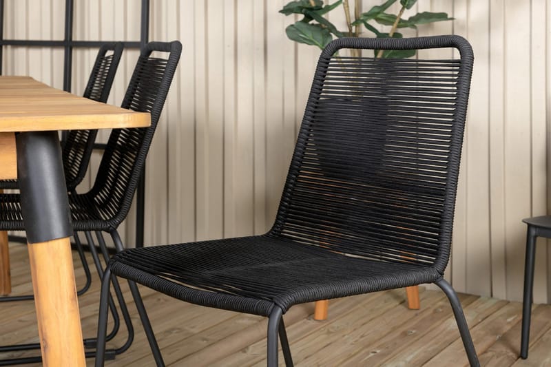 Julian Matgrupp 210cm + 6 Lindos Stapelbara Matstolar Brun/V - Brun/Vit - Utemöbler & utemiljö - Utegrupp - Matgrupp utomhus