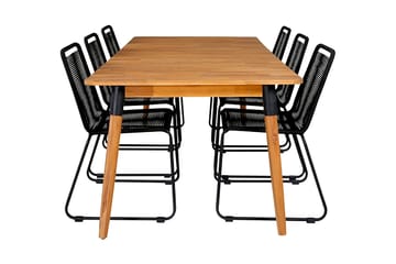 Julian Matgrupp 210cm + 6 Lindos Stapelbara Matstolar Brun/V - Brun/Vit - Utemöbler & utemiljö - Utegrupp - Matgrupp utomhus