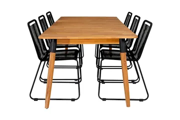 Julian Matgrupp 210cm + 6 Lindos Stapelbara Matstolar Brun/V - Brun/Vit - Utemöbler & utemiljö - Utegrupp - Matgrupp utomhus