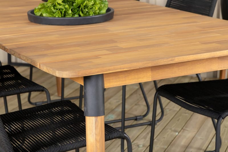 Julian Matgrupp 210cm + 6 Lindos Stapelbara Matstolar Brun/V - Brun/Vit - Utemöbler & utemiljö - Utegrupp - Matgrupp utomhus