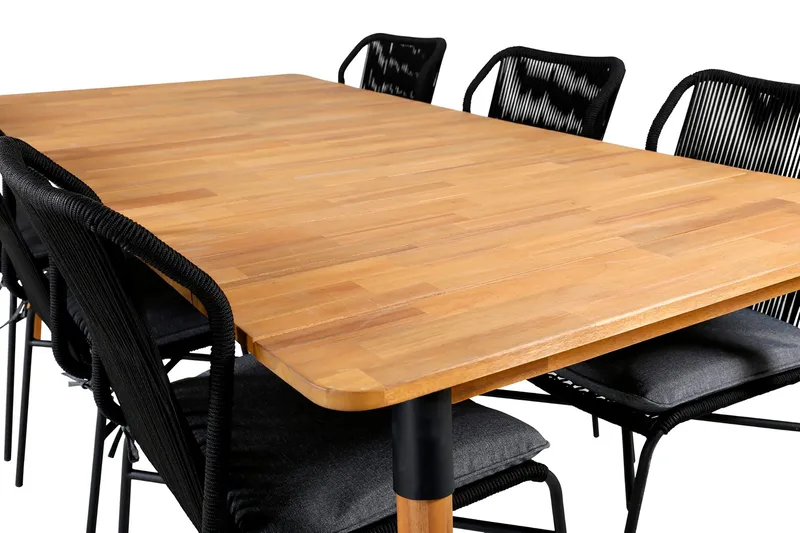 Julian Matgrupp 210cm + 6 Matstolar Svart/Brun - Svart/Brun - Utemöbler & utemiljö - Utegrupp - Matgrupp utomhus