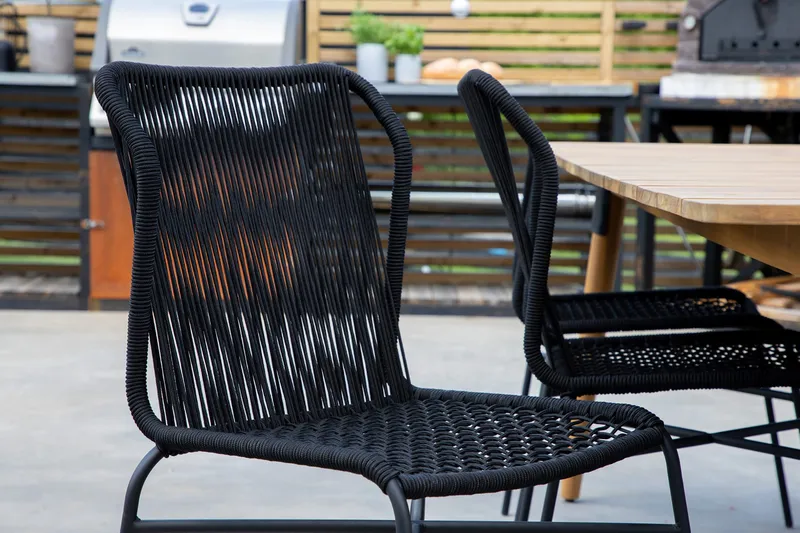 Julian Matgrupp 210cm + 6 Matstolar Svart/Brun - Svart/Brun - Utemöbler & utemiljö - Utegrupp - Matgrupp utomhus