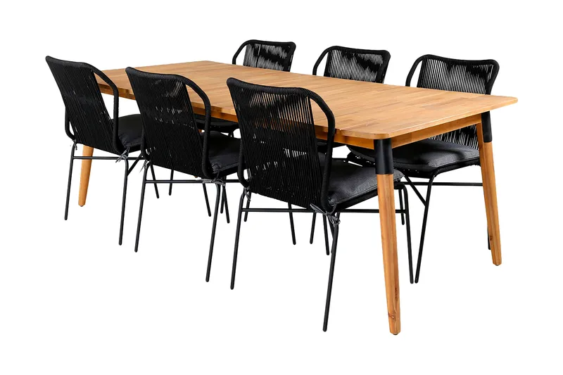 Julian Matgrupp 210cm + 6 Matstolar Svart/Brun - Svart/Brun - Utemöbler & utemiljö - Utegrupp - Matgrupp utomhus