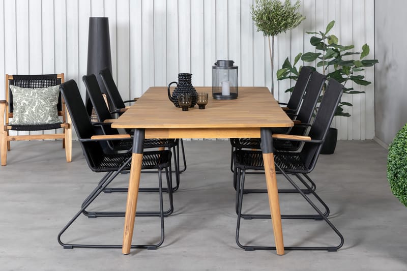 Julian Matgrupp Utomhus 210cm + 6 Bois Karmstolar - Svart/Grå - Utemöbler & utemiljö - Utegrupp - Matgrupp utomhus