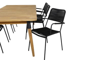 Julian Matgrupp Utomhus 210cm + 6 Lindos Karmstolar - Svart/Natur - Utemöbler & utemiljö - Utegrupp - Matgrupp utomhus