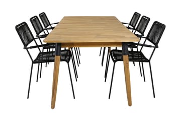 Julian Matgrupp Utomhus 210cm + 6 Lindos Karmstolar - Svart/Natur - Utemöbler & utemiljö - Utegrupp - Matgrupp utomhus