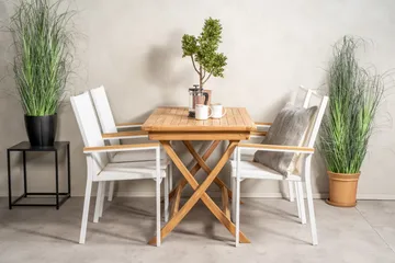 Kenya Matgrupp 120x70 cm + 4 Texas Chair - Vit/Brun - Utemöbler & utemiljö - Utegrupp - Matgrupp utomhus
