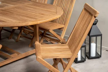 Kenya Matgrupp 180-240x120 cm + 8 Kenya Hopfällbar Stol - Brun - Utemöbler & utemiljö - Utegrupp - Matgrupp utomhus