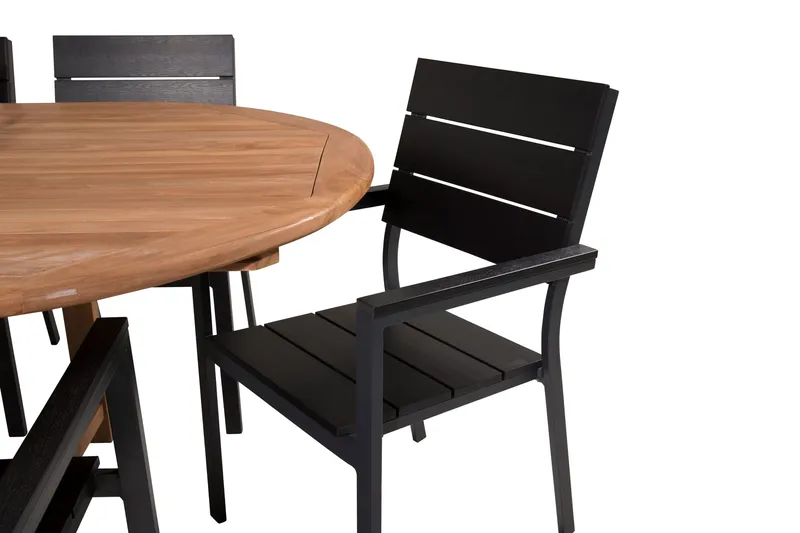 Kenya Matgrupp 180-240x120 cm + 8 Levels Stapelbar Stol - Svart/Brun - Utemöbler & utemiljö - Utegrupp - Matgrupp utomhus