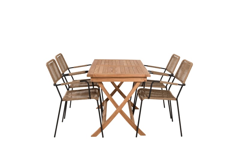 Kenya Matgrupp Utomhus 120 cm + 4 st Lindos Karmstolar - Svart/Beige - Utemöbler & utemiljö - Utegrupp - Matgrupp utomhus