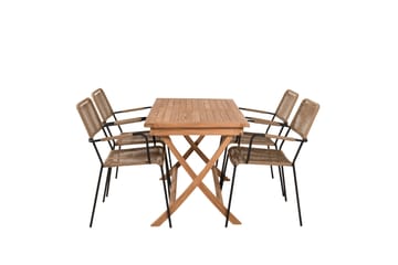 Kenya Matgrupp Utomhus 120 cm + 4 st Lindos Karmstolar - Svart/Beige - Utemöbler & utemiljö - Utegrupp - Matgrupp utomhus