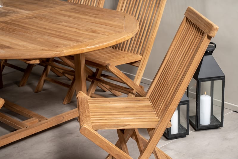 Kenya Matgrupp Utomhus 180-240x120 cm + 8 Kenya Hopfällbar Stol - Brun - Utemöbler & utemiljö - Utegrupp - Matgrupp utomhus