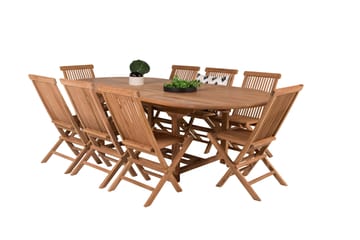 Kenya Matgrupp Utomhus 180-240x120 cm + 8 Kenya Hopfällbar Stol - Brun - Utemöbler & utemiljö - Utegrupp - Matgrupp utomhus