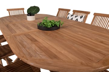 Kenya Matgrupp Utomhus 180-240x120 cm + 8 Kenya Hopfällbar Stol - Brun - Utemöbler & utemiljö - Utegrupp - Matgrupp utomhus