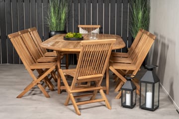 Kenya Matgrupp Utomhus 180-240x120 cm + 8 Kenya Hopfällbar Stol - Brun - Utemöbler & utemiljö - Utegrupp - Matgrupp utomhus