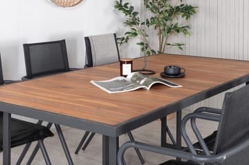 Khung Matgrupp Utomhus 200cm + 6 Alina Matstolar - Svart/Natur - Utemöbler & utemiljö - Utegrupp - Matgrupp utomhus