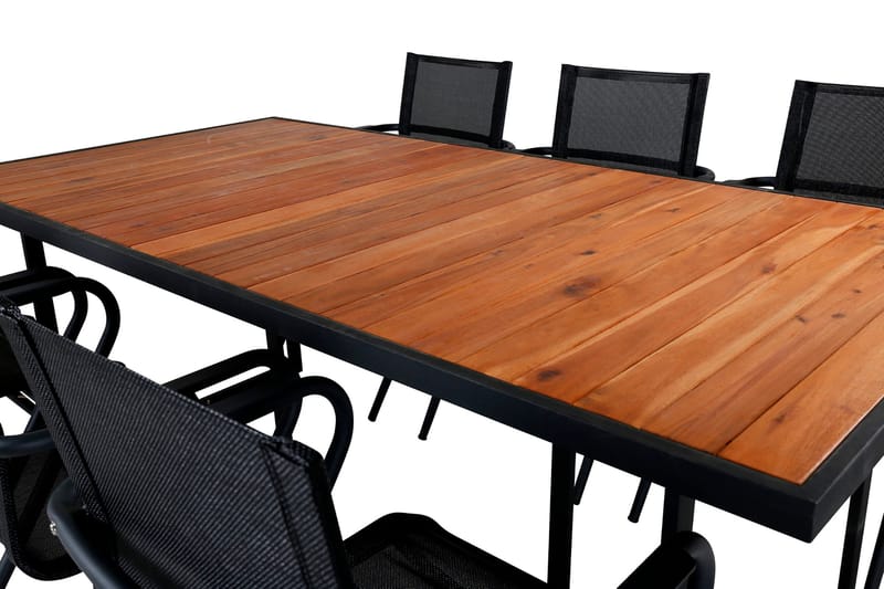 Khung Matgrupp Utomhus 200cm + 6 Alina Matstolar - Svart/Natur - Utemöbler & utemiljö - Utegrupp - Matgrupp utomhus