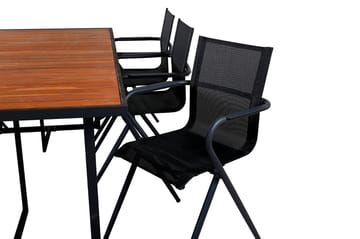 Khung Matgrupp Utomhus 200cm + 6 Alina Matstolar - Svart/Natur - Utemöbler & utemiljö - Utegrupp - Matgrupp utomhus