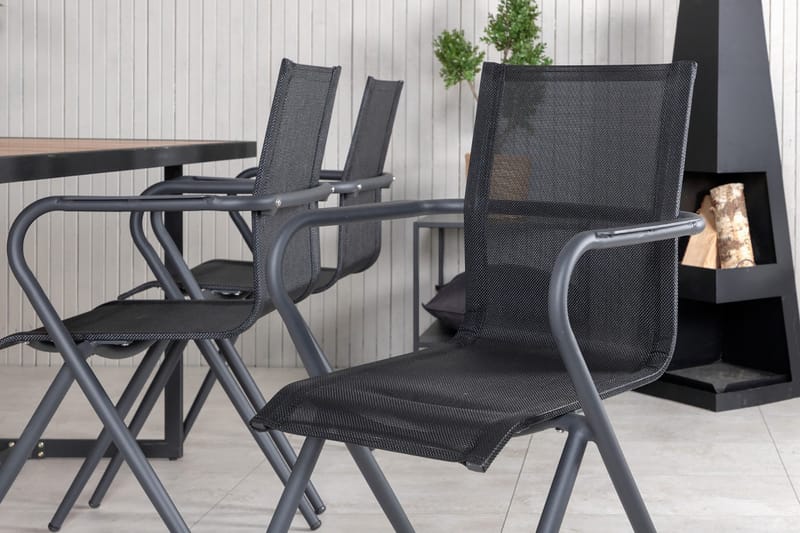 Khung Matgrupp Utomhus 200cm + 6 Alina Matstolar - Svart/Natur - Utemöbler & utemiljö - Utegrupp - Matgrupp utomhus