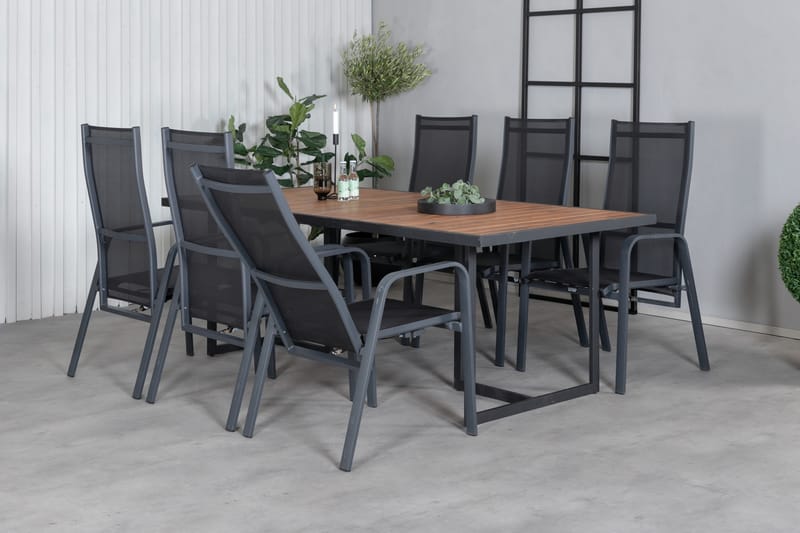 Khung Matgrupp Utomhus 200cm + 6 Copacabana Reclinerstolar - Vit - Utemöbler & utemiljö - Utegrupp - Matgrupp utomhus