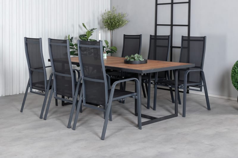 Khung Matgrupp Utomhus 200cm + 6 Copacabana Reclinerstolar - Vit - Utemöbler & utemiljö - Utegrupp - Matgrupp utomhus