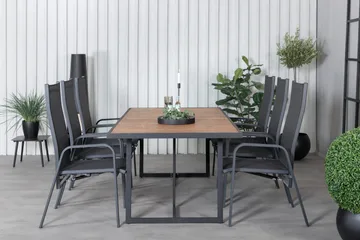 Khung Matgrupp Utomhus 200cm + 6 Copacabana Reclinerstolar - Vit - Utemöbler & utemiljö - Utegrupp - Matgrupp utomhus