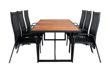 Khung Matgrupp Utomhus 200cm + 6 Copacabana Reclinerstolar - Vit - Utemöbler & utemiljö - Utegrupp - Matgrupp utomhus