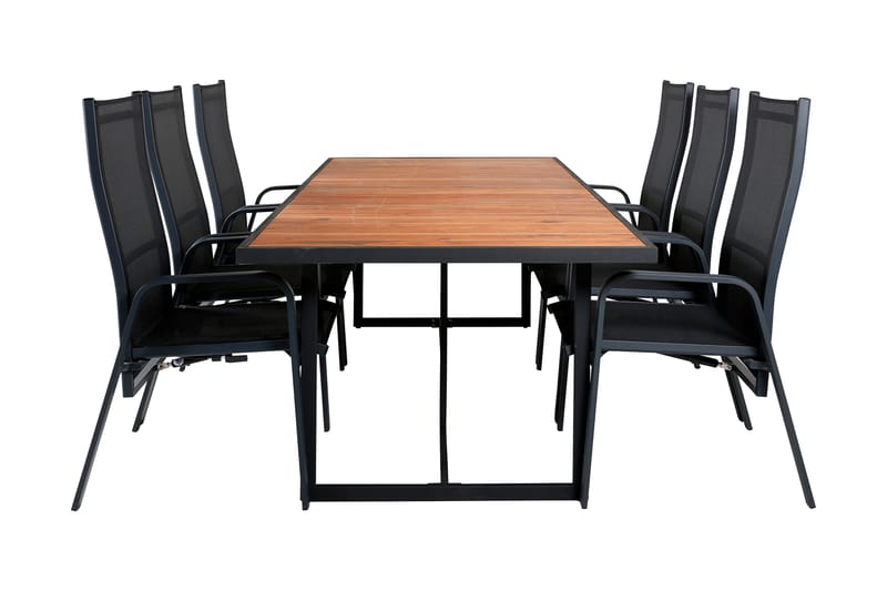 Khung Matgrupp Utomhus 200cm + 6 Copacabana Reclinerstolar, Vit