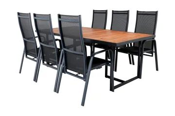 Khung Matgrupp Utomhus 200cm + 6 Copacabana Reclinerstolar - Vit - Utemöbler & utemiljö - Utegrupp - Matgrupp utomhus