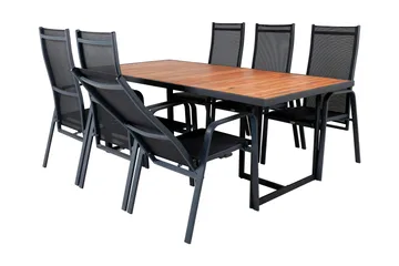 Khung Matgrupp Utomhus 200cm + 6 Copacabana Reclinerstolar - Vit - Utemöbler & utemiljö - Utegrupp - Matgrupp utomhus