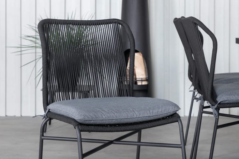 Khung Matgrupp Utomhus 200cm + 6 Julian Matstolar - Svart/Brun - Utemöbler & utemiljö - Utegrupp - Matgrupp utomhus