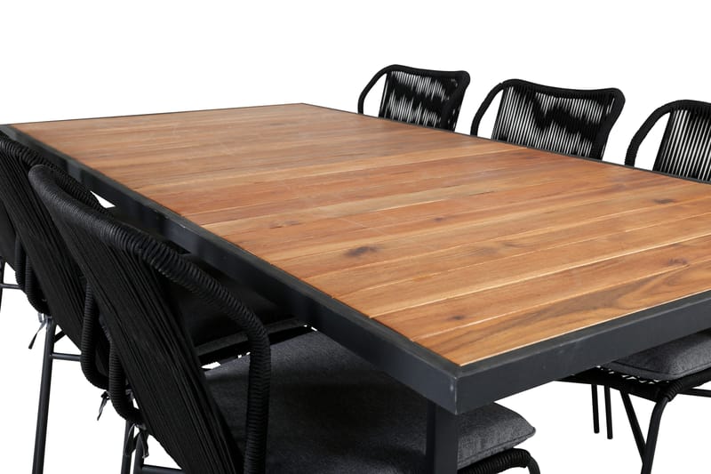 Khung Matgrupp Utomhus 200cm + 6 Julian Matstolar - Svart/Brun - Utemöbler & utemiljö - Utegrupp - Matgrupp utomhus