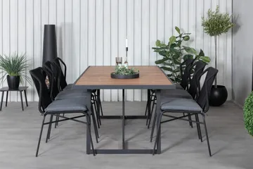 Khung Matgrupp Utomhus 200cm + 6 Julian Matstolar - Svart/Brun - Utemöbler & utemiljö - Utegrupp - Matgrupp utomhus