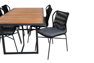 Khung Matgrupp Utomhus 200cm + 6 Julian Matstolar - Svart/Brun - Utemöbler & utemiljö - Utegrupp - Matgrupp utomhus