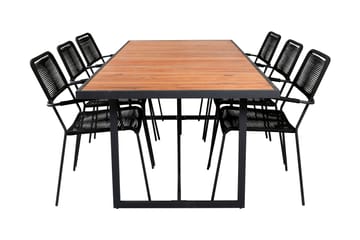 Khung Matgrupp Utomhus 200cm + 6 Lindos Karmstolar - Brun - Utemöbler & utemiljö - Utegrupp - Matgrupp utomhus