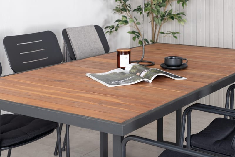 Khung Matgrupp Utomhus 200cm + 6 Nicke Matstolar - Svart/Grå - Utemöbler & utemiljö - Utegrupp - Matgrupp utomhus