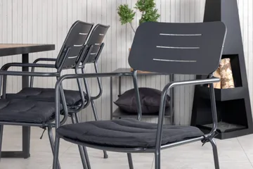 Khung Matgrupp Utomhus 200cm + 6 Nicke Matstolar - Svart/Grå - Utemöbler & utemiljö - Utegrupp - Matgrupp utomhus