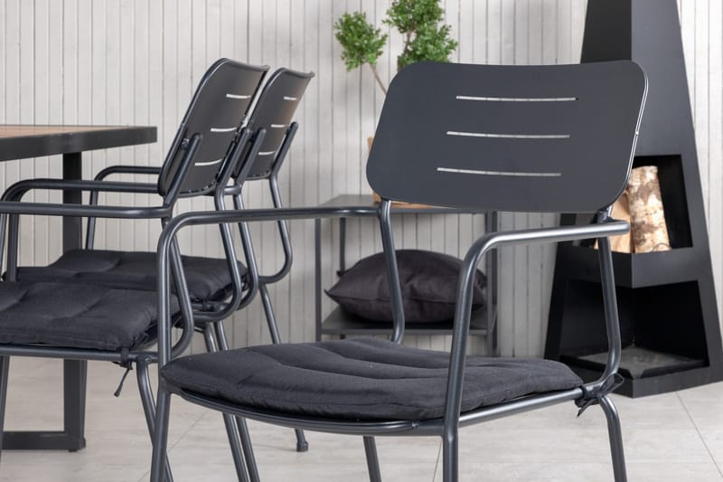 Khung Matgrupp Utomhus 200cm + 6 Nicke Matstolar - Svart/Grå - Utemöbler & utemiljö - Utegrupp - Matgrupp utomhus