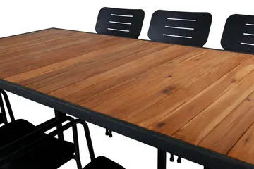 Khung Matgrupp Utomhus 200cm + 6 Nicke Matstolar - Svart/Grå - Utemöbler & utemiljö - Utegrupp - Matgrupp utomhus