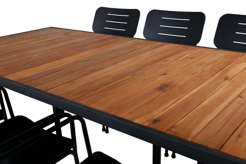 Khung Matgrupp Utomhus 200cm + 6 Nicke Matstolar - Svart/Grå - Utemöbler & utemiljö - Utegrupp - Matgrupp utomhus