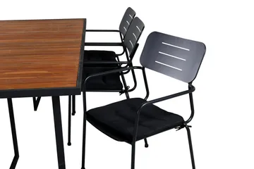 Khung Matgrupp Utomhus 200cm + 6 Nicke Matstolar - Svart/Grå - Utemöbler & utemiljö - Utegrupp - Matgrupp utomhus