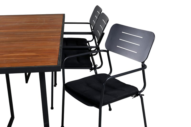 Khung Matgrupp Utomhus 200cm + 6 Nicke Matstolar - Svart/Grå - Utemöbler & utemiljö - Utegrupp - Matgrupp utomhus