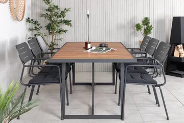 Khung Matgrupp Utomhus 200cm + 6 Nicke Matstolar - Svart/Grå - Utemöbler & utemiljö - Utegrupp - Matgrupp utomhus