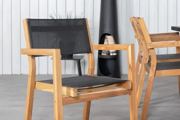 Khung Matgrupp Utomhus 200cm + 6 Venice Stapelbara Matstolar - Svart - Utemöbler & utemiljö - Utegrupp - Matgrupp utomhus