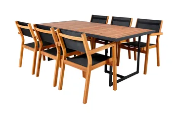 Khung Matgrupp Utomhus 200cm + 6 Venice Stapelbara Matstolar - Svart - Utemöbler & utemiljö - Utegrupp - Matgrupp utomhus